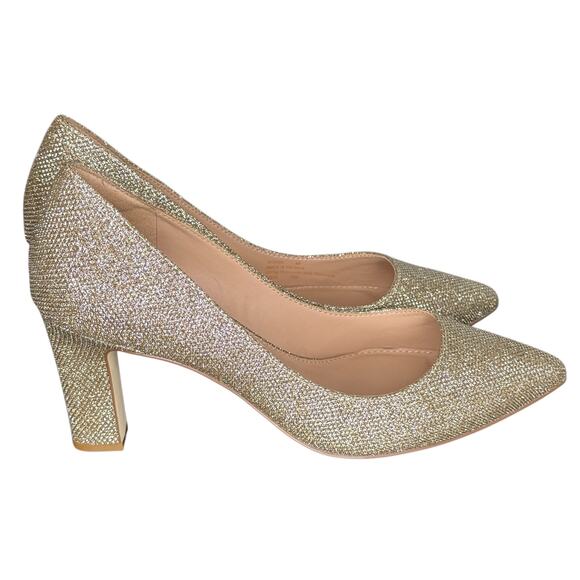 Cole Haan Mylah Glitter Block Heel Pumps Gold Wedding Party Date Night Shoes 8B - Picture 3 of 8